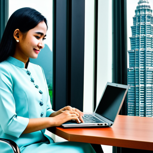 Modern Office Scene**

"A professional Malay businesswoman, wearing a modest baju kurung (fully clothed), working on a laptop in a brightly lit, modern office in Kuala Lumpur, Malaysia. Glass windows overlooking the Petronas Twin Towers. Safe for work, appropriate content, perfect anatomy, natural proportions, professional, high quality, well-formed hands, proper finger count, natural body proportions."

**