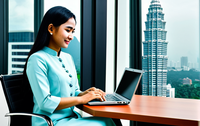 Modern Office Scene**

"A professional Malay businesswoman, wearing a modest baju kurung (fully clothed), working on a laptop in a brightly lit, modern office in Kuala Lumpur, Malaysia. Glass windows overlooking the Petronas Twin Towers. Safe for work, appropriate content, perfect anatomy, natural proportions, professional, high quality, well-formed hands, proper finger count, natural body proportions."

**